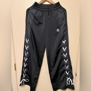 ADIDAS Always Original Womens Laced Wide Leg Pants, Black, Size Small